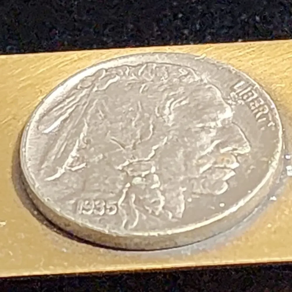 1935 U.S. Liberty Indian Head Coin On Silver Tone Credit Card/Money Clip Vintage